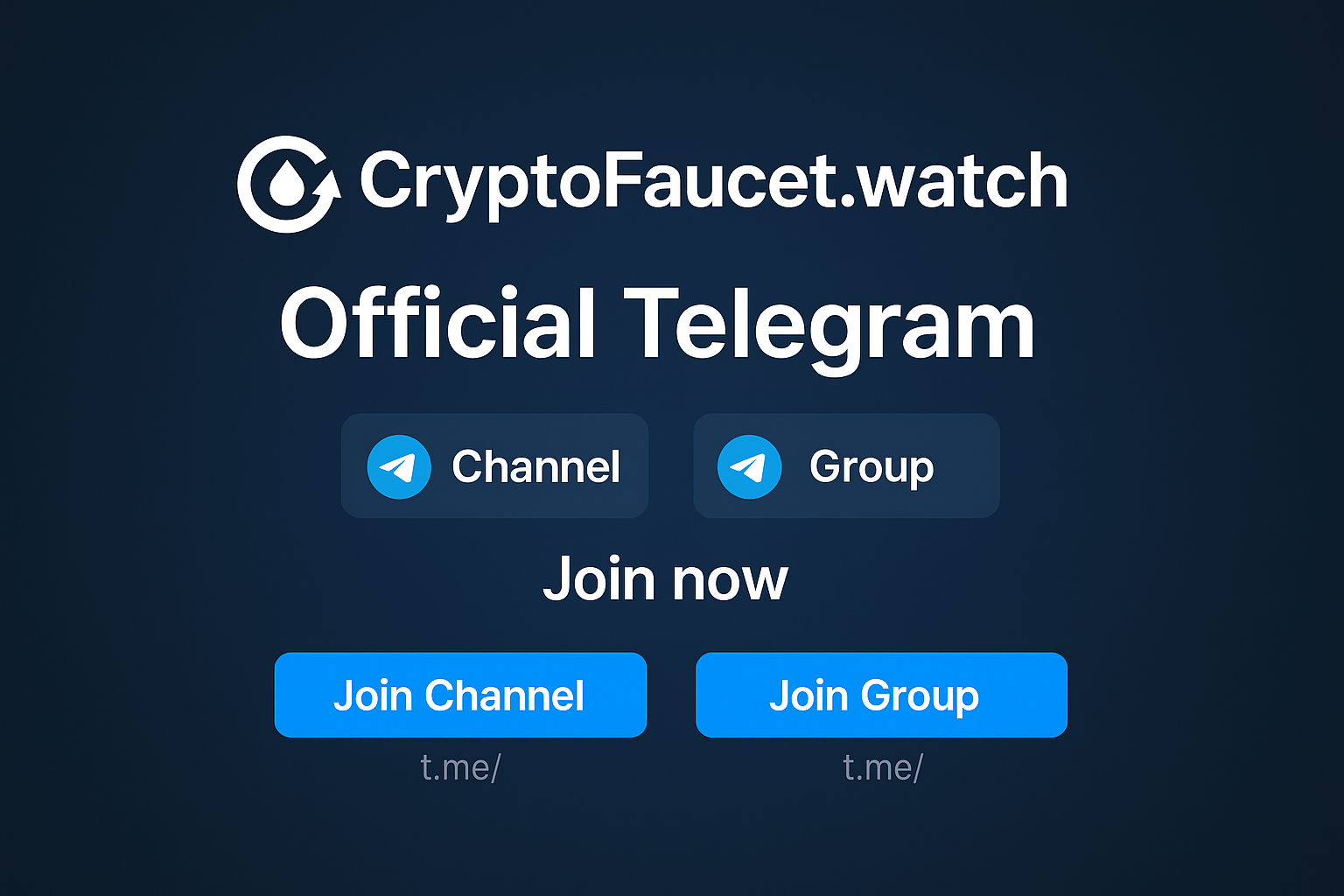 🚀 Join Our Official CryptoFaucet.watch Telegram Channel & Group